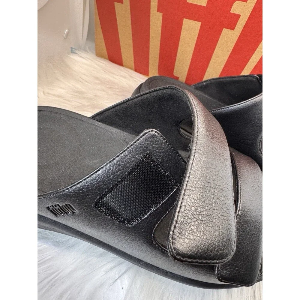 FitFlop F-MODE GO Men’s 2-Bar Slides Black US 10 Adjustable New in Box